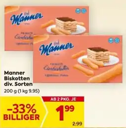 Billa Manner Biskotten div. Sorten Angebot
