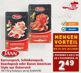Karreespeck, Schinkenspeck, Bauchspeck oder Bacon American Style aus Österreich