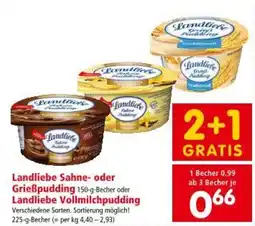 Interspar Landliebe Sahne- oder Grießpudding Becher oder Landliebe Vollmilchpudding Angebot