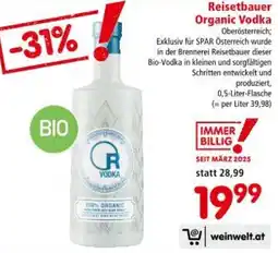 Interspar Reisetbauer Organic Vodka Angebot