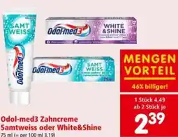 Interspar Odol-med3 Zahncreme Samtweiss oder White&Shine Angebot
