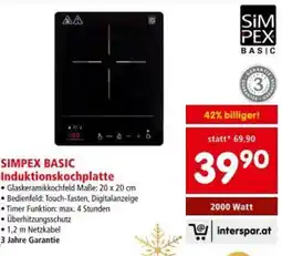 Interspar SIMPEX BASIC Induktionskochplatte Angebot