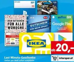Interspar Last Minute-Geschenke Online per Mail sofort erhältlich! Angebot