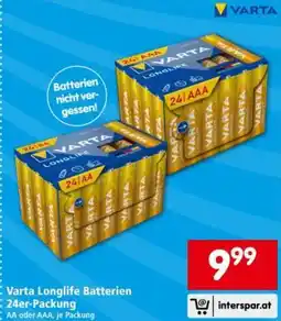 Interspar Varta Longlife Batterien 24er-Packung Angebot