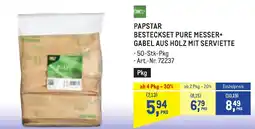 Metro Papstar besteckset pure messer gabel aus holz mit serviette Angebot