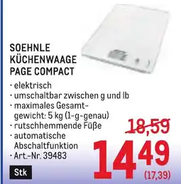 Metro Soehnle küchenwaage page compact Angebot