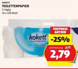 Hofer Kokett toilettenpapier Angebot