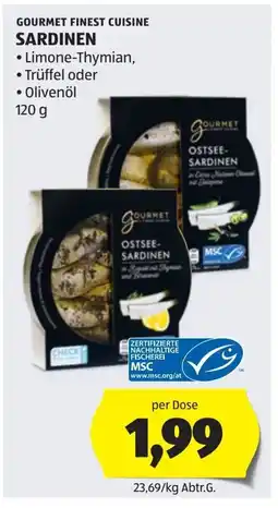 Hofer Gourmet finest cuisine sardinen Angebot