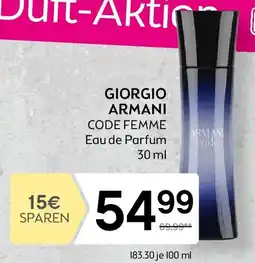 Bipa Giorgio armani code femme Angebot