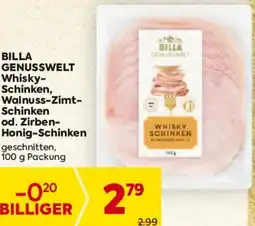 Billa BILLA GENUSSWELT Whisky- Schinken, Walnuss-Zimt- Schinken od. Zirben- Honig-Schinken Angebot