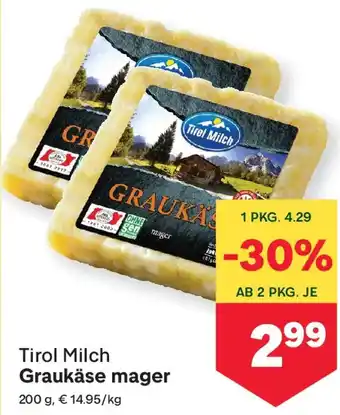 MPreis Tirol Milch Graukäse mager Angebot