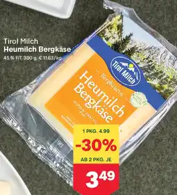 MPreis Tirol Milch Heumilch Bergkäse Angebot