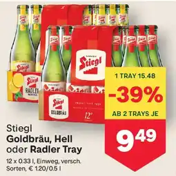 MPreis Stiegl Goldbräu, Hell oder Radler Tray Angebot