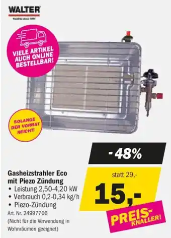Gasheizstrahler eco mit piezo zündung