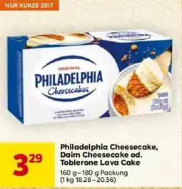 Billa Philadelphia Cheesecake Daim Cheesecake od. Toblerone Lava Cake Angebot