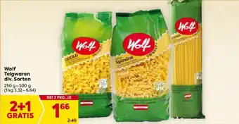 Billa Wolf Teigwaren div. Sorten Angebot