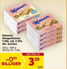 Billa Manner Neapolitaner 3 Stk. od. 4 Stk. div. Sorten Angebot