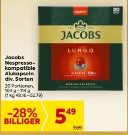 Billa Jacobs Nespresso- kompatible Alukapseln div. Sorten Angebot