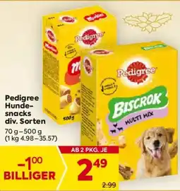 Billa Pedigree Hunde- snacks div. Sorten Angebot