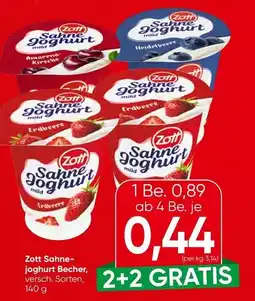 Spar Zott Sahne joghurt Becher Angebot