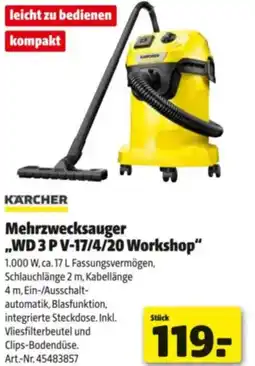 Hagebau Mehrzwecksauger „WD 3 PV-17/4/20 Workshop" Angebot