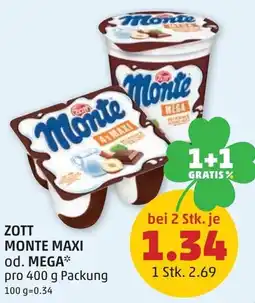 PENNY Zott monte maxi od. mega Angebot