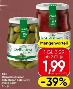 Spar Efko delikatess gurken, rote rüben salat oder pußta salat Angebot