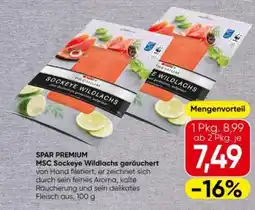 Spar SPAR PREMIUM MSC Sockeye Wildlachs geräuchert Angebot