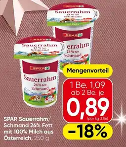Spar SPAR Sauerrahm/ Schmand 24% Fett mit 100% Milch aus Österreich Angebot