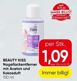 Spar BEAUTY KISS Nagellackentferner mit Aceton und Kokosduft Angebot