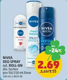 PENNY Nivea deo spray od. roll-on Angebot