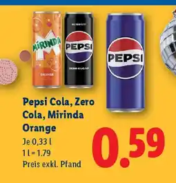 Lidl Pepsi Cola, Zero Cola, Mirinda Orange Angebot