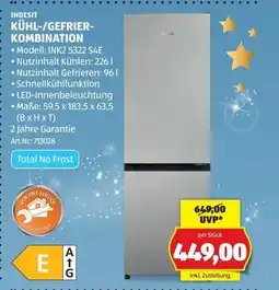 Hofer Indesit kühl-/gefrier- kombination Angebot