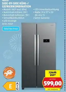 Hofer Indesit side-by-side kühl-/ gefrierkombination Angebot