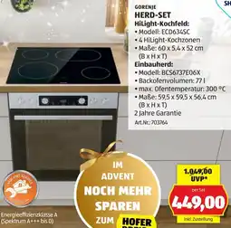 Hofer Gorenje herd-set hilight-kochfeld: Angebot