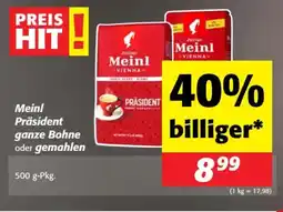 Nah&Frisch Meinl Präsident ganze Bohne oder gemahlen Angebot