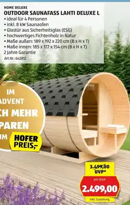 Hofer Home deluxe outdoor saunafass lahti deluxe l Angebot