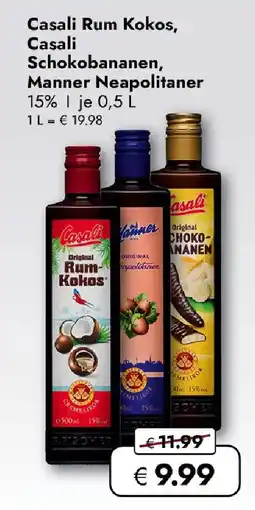 Travel FREE Casali Rum Kokos, Casali Schokobananen, Manner Neapolitaner Angebot