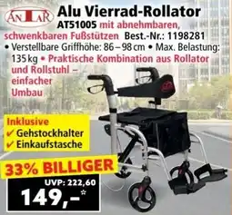 Norma Alu Vierrad-Rollator AT51005 höhe: 86-98 cm Max. Belastung: 135 kg Praktische Kombination aus Rollator und Rollstuhl- Angebot