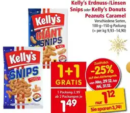 Interspar Kelly's erdnuss linsen snips oder kelly's donuts peanuts caramel Angebot