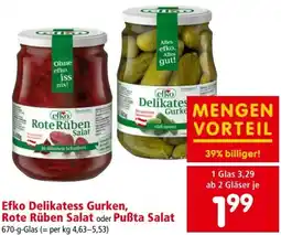 Interspar Efko Delikatess Gurken Rote Rüben Salat oder Puẞta Salat Angebot
