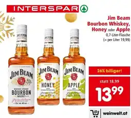 Interspar Jim beam bourbon whiskey honey oder apple Angebot