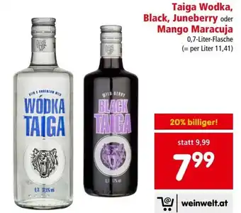 Taiga wodka black juneberry oder mango maracuja