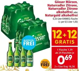 Interspar Gösser märzen, naturradler zitrone, naturradler zitrone alkoholfrei oder naturgold alkoholfrei Angebot