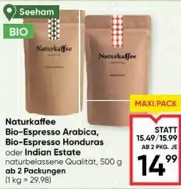 Maximarkt Naturkaffee bio-espresso arabica, bio-espresso honduras oder indian estate Angebot