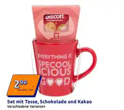 Action Set mit tasse schokolade und kakao Angebot