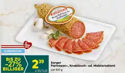Billa Sorger Parmesan Knoblauch od. Meistersalami Angebot