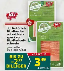 Billa Ja! Natürlich Bio Bauch od. Kaiser speck vom Bio Freilauf schwein Angebot