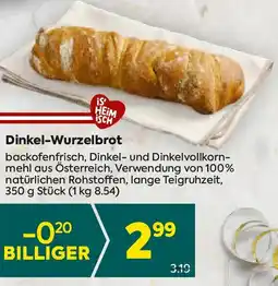 Billa Dinkel wurzelbrot Angebot