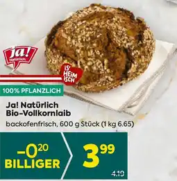 Billa Ja! natürlich bio vollkornlaib Angebot
